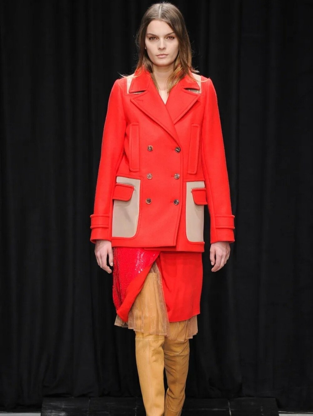 Veronique Branquinho Orange Virgin Wool Coat